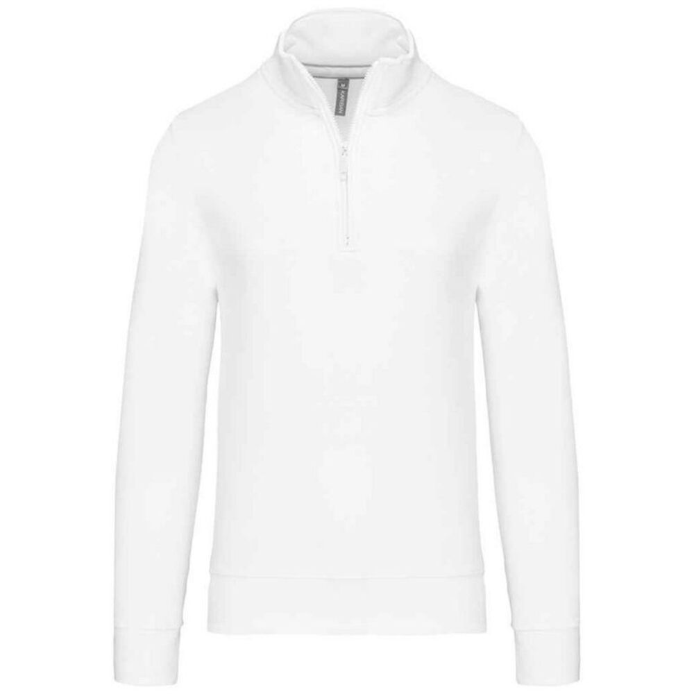 Kariban Mens Zip Neck Sweatshirt / White